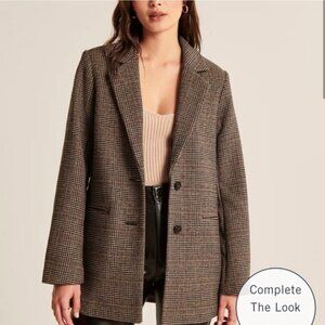 Abercrombie & Fitch Brown Plaid wool blend blazer coat - Medium